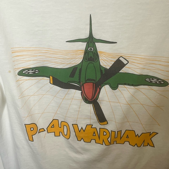 VTG Single Stitch Hanes Fifty-Fifty P-40 Warhawk Graphic T Shirt size Large - Picture 4 of 7